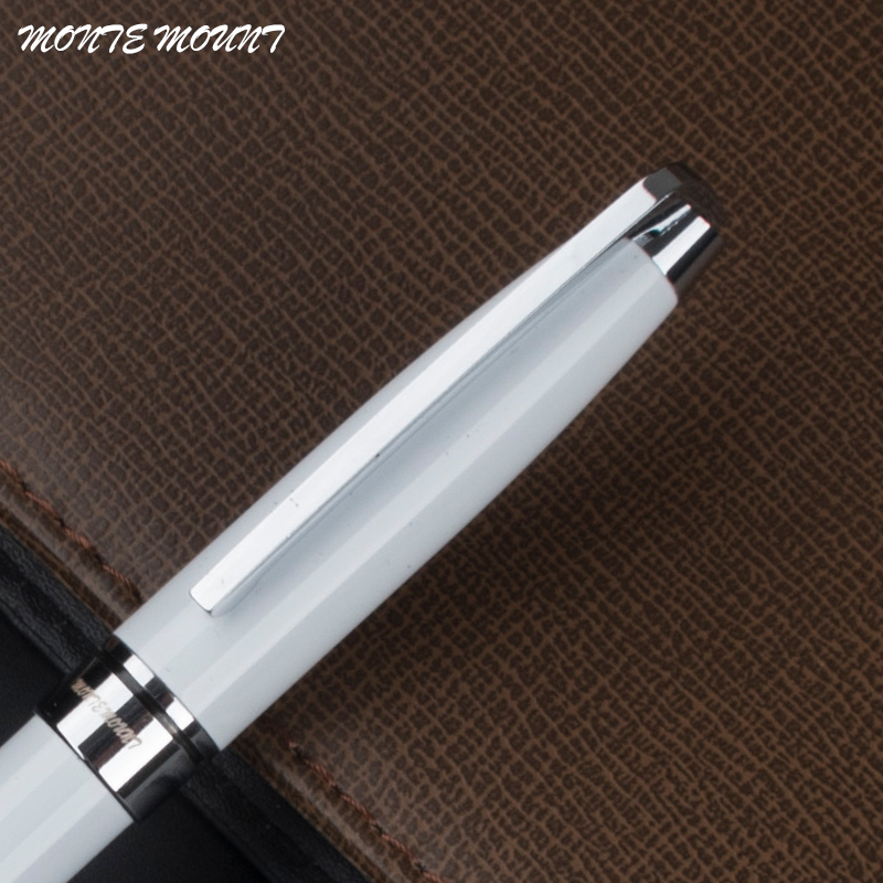 luxury Writing Pen White silver clip metal Ballpoint Pen with Gift for Business Office Supplies Stationery Ball Pens