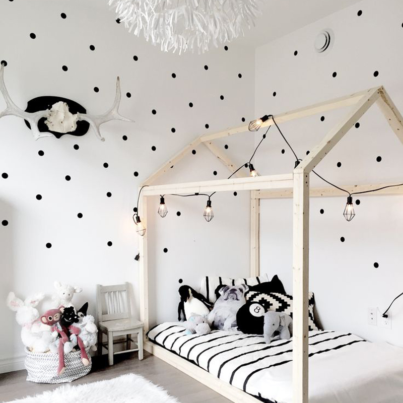 Black Polka Dots Wall Stickers Circles DIY Stickers for Kids Room Baby Nursery Room Decoration Peel-Stick Wall Decals Vinyl