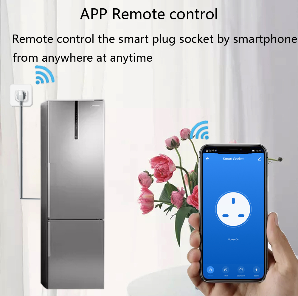 16A UK Smart Wifi Power Plug Energy Monitor Timer Smart Home House Wifi Wireless Socket Outlet for Alexa Google Home by Tuya App