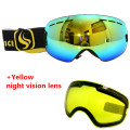 yellow skiing goggle