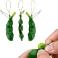 5pcs Infinite Squeeze Edamame Bean Pea Expression Chain Key Pendant Ornament Stress Relieve Decompression Toys Antistress TXTB1