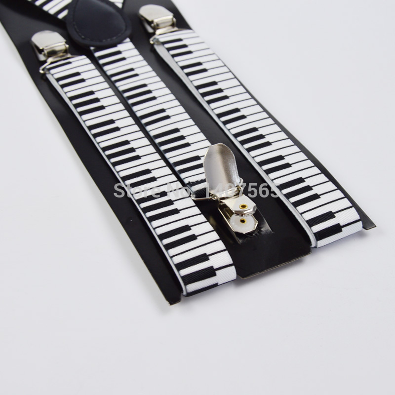 two kinds Piano Key Board Pattern Suspender Clip-on Elastic Braces Men Suspender Women Y- back Suspenders 2.5*100cm