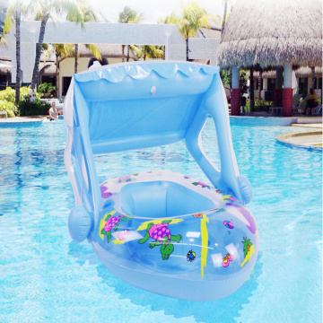 New Upgrades Baby Swimming Ring Inflatable Floating Kids Swim Pool Seat with Sunshade Canopy Safety Summer Swimming Pool Toys