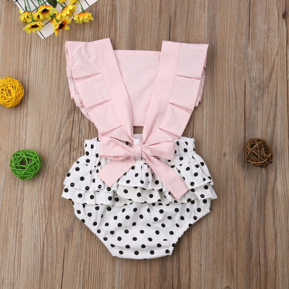 Newborn Baby Girl Dot Bodysuit Cute Newborn Baby Boy Clothing Set Backless Splice Jumpsuit Outfits Summer Sunsuit 3-24 Months