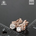 AZORA X Element Rose Gold Color Stellux Austrian Crystal Uique Design 2ct CZ Stud Earrings TE0073