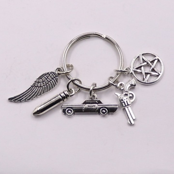 Movie Supernatural Keychain Dean Sun Pendant Key Chain Holder Ring Unisex Pentagram Metal Keychains