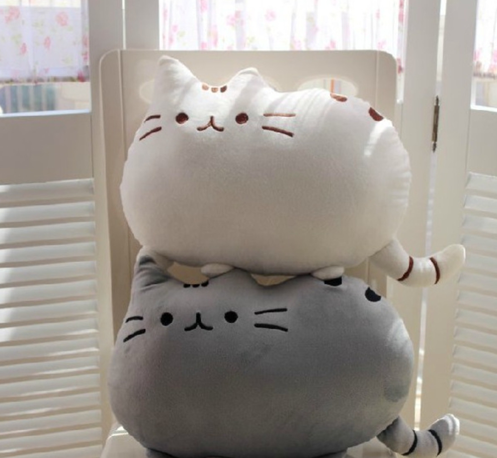 New 40 x 30 size Super Kawaii Cat with zipper PP cotton biscuit shape stuffed animal doll large cushion cover fur Child Christma