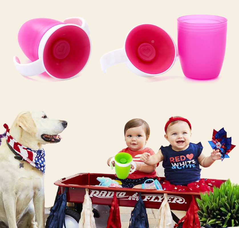 360 Degrees Can Be Rotated Baby Learning Drinking Cup With Double Handle Flip lid Leakproof Infants Water Cups Bottle