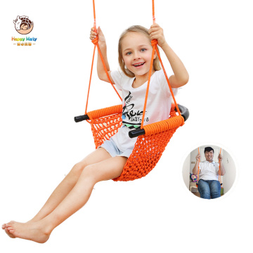 Kids Swing Chair Set Handmade Woven Rope Net Swing Children Garden Backyard Hanging Chair Indoor Outdoor Toys Swing HM126