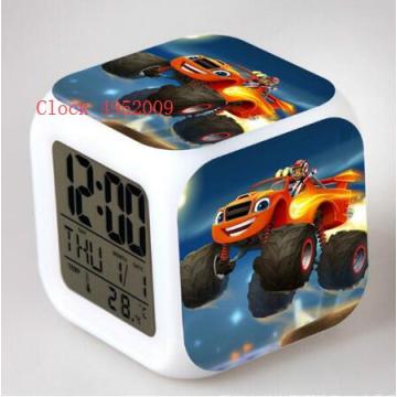 Blaze and The Monster Machines Kids Led Wake Up Light Digital Alarm Clock Color Changing Electronic Desk Watch Table CLOCK