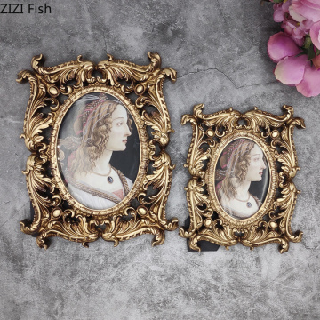 Creative Embossed Palace Resin Golden Photo Frame Luxury 5/7inch Bedroom Children Family Photo Frame Holiday Wedding Gift Decor