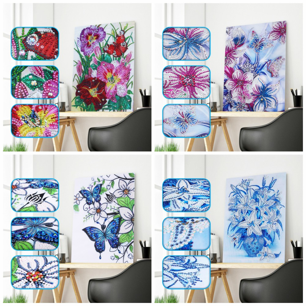 HUACAN 5D DIY Special Shaped Diamond Painting Flower Butterfly Cross Stitch Diamond Embroidery Kits Mosaic Home Decoration
