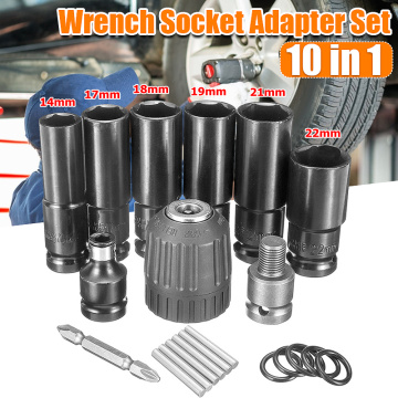 10pcs Electric Impact Wrench Hexs Socket Head Set Kit Drill Chuck Drive Adapter SET for Electric Drill Wrench Screwdrivers