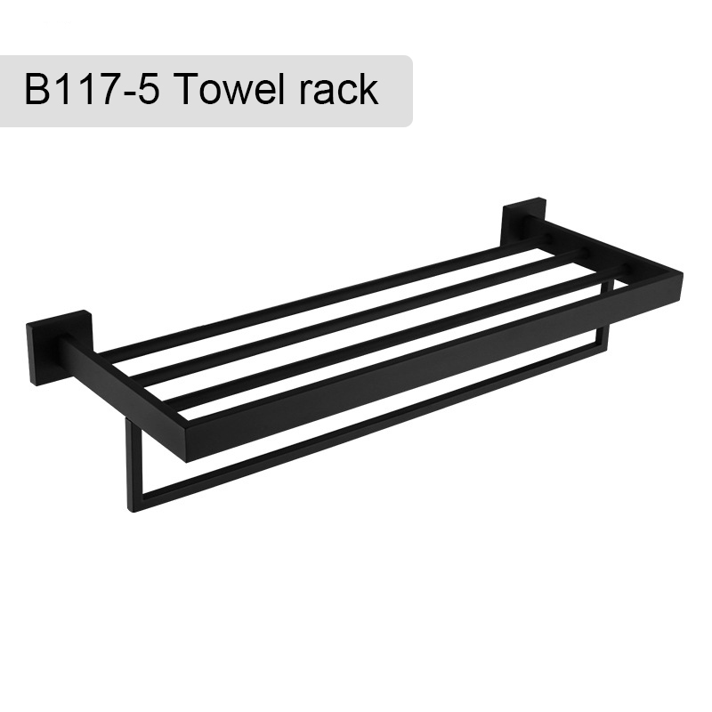 Black Quality Bathroom Hardware Set 304 Stainless Steel Towel Rack Toilet Paper Holder Liquid Soap Holder Towel Bar 10 Choice