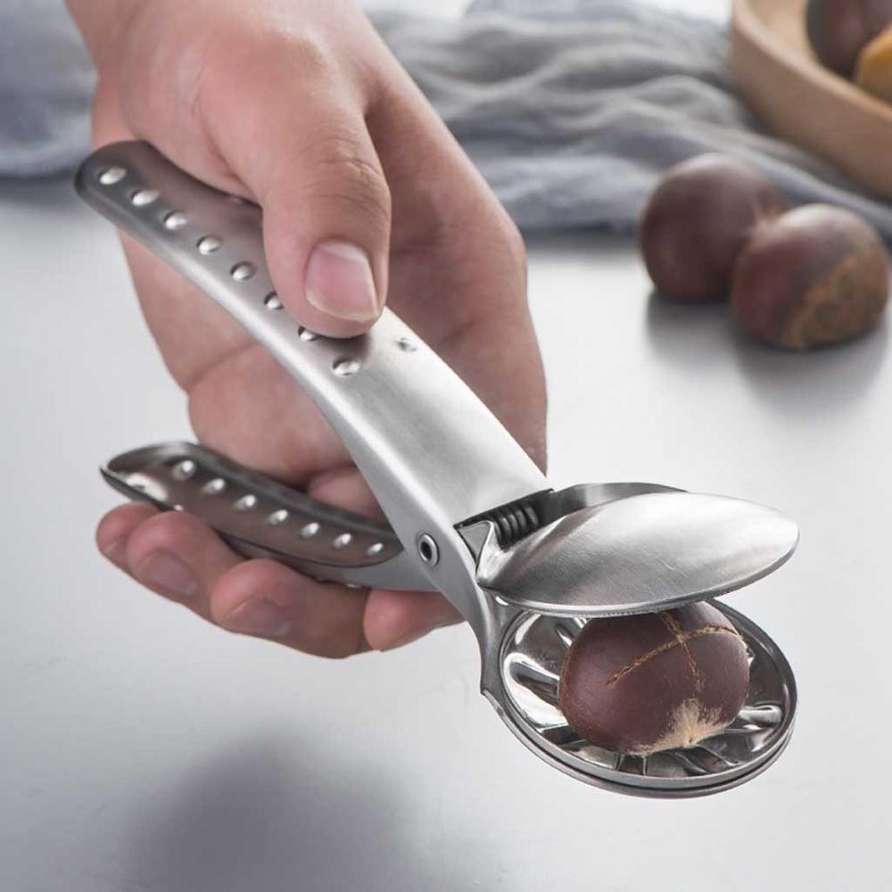 Stainless Steel 2 in 1 Quick Chestnut Clip Walnut Pliers Metal NutCracker Sheller Nut Opener Kitchen Tools Cutter Gadgets FB