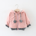 Baby Clothes Cartoon Heart Plaid Pattern Baby Girl Jackets Coats Toddler Kids Jacket Outwear Baseball Windproof Children Clothes