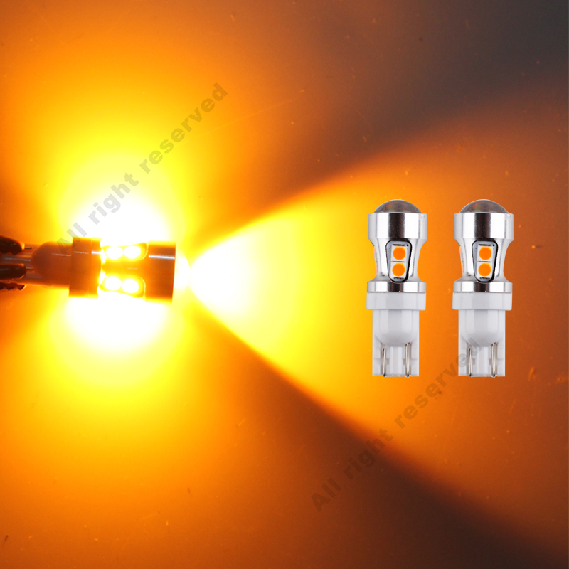 T10 Canbus OBC Error Free Bulbs Interior Emitter LED 194 W5W Car lamps External 10-SMD 3030 12V Amber Auto Lights Yellow D030