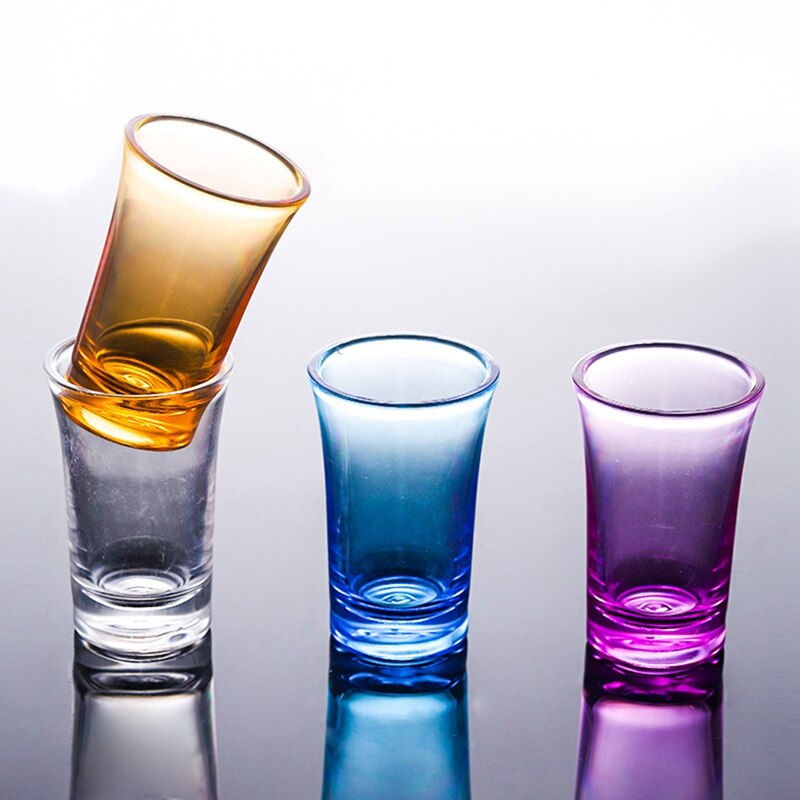 1PC Color Plastic Spirits Shot Glass Bold Bar Club Tumbler Liquor Wedding Wine Glasses Cocktail Pint Bullet Vodka Cups