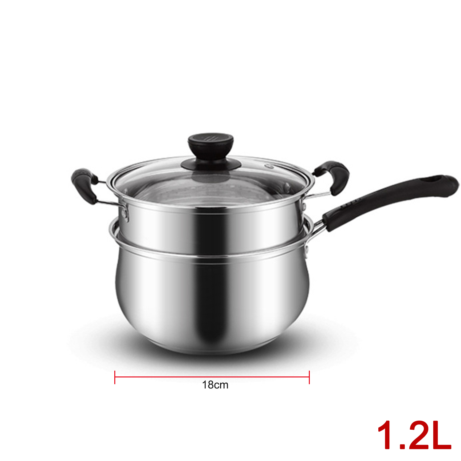 1.5L Stainless Steel Steamer Pot Soup Pot Cooking Multi-purpose Cookware With Steamer Pot Kitchen Non-stick Pan General Use