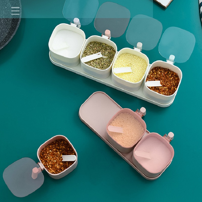 WBBOOMING Plastic Seasoning Spice Storage Box Condiment Bottles Shaker Jars Organizer Nordic Cooking Herbs Toothpick Holder