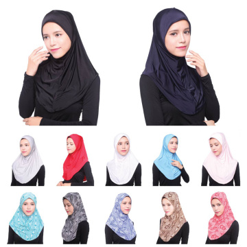 Muslim Hijab Islamic Jersey Turban Women Black Ninja Underscarf Caps Instant Head Scarf Full Cover Inner Coverings hats