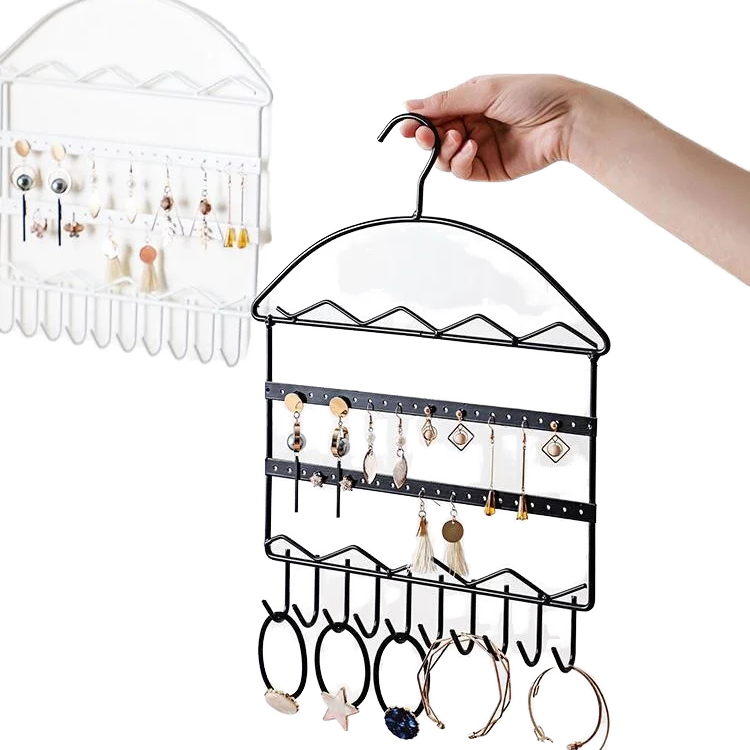 Customizable 3-Tier Metal Steel Standing Type Kitchen Use Jewelry Organizer Rack Non-Folding Design for Hanging Earrings Storage