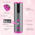 Portable Wireless Automatic Curling Iron Hair Curler Rotating Ceramic Hair Curler USB Rechargeable for LCD Display Curly Machine