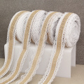 2 Meter Natural Jute Burlap Rolls Hessian Ribbon With Lace Vintage Rustic Wedding Decoration Wedding Party Favors