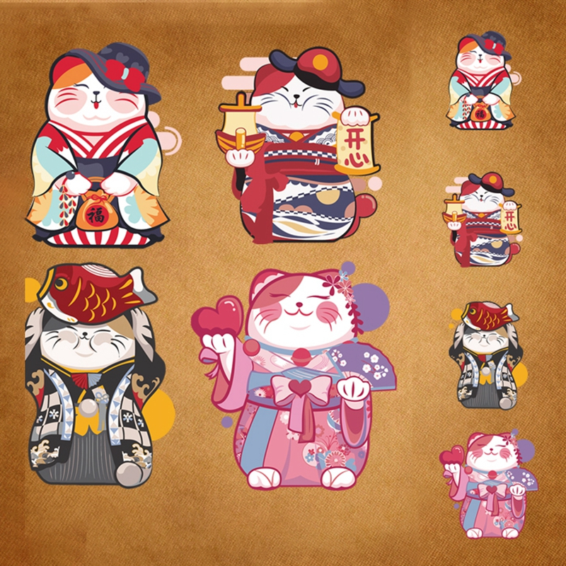 Cartoon Cat Patch deal with it Clothes Heat Transfer Printing Japanese Lucky Cat Iron on patches for clothing PVC Stickers