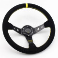 High Quality Universal Racing Steering Wheel 14inch 350mm Suede Steering Wheel Drift Sport Steering Wheel For Car Black Dish