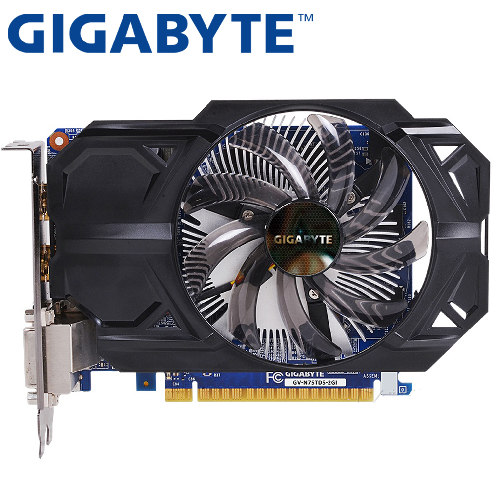 Original GIGABYTE GTX 750Ti 2GB Graphics Card 128Bit GDDR5 Video Cards for nVIDIA Geforce GTX 750 Ti 2G Hdmi Dvi VGA Cards Used