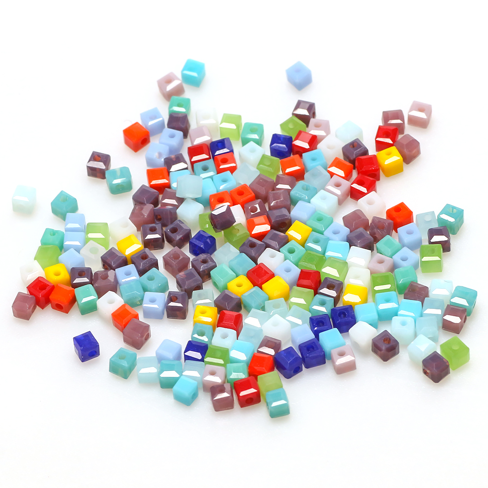 4mm Square Crystal Beads For Jewelry Making Bulk Czech Lampwork Glass Beads For Bracelets Necklace Charms DIY Crafts Needlework