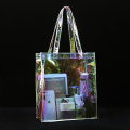 Clear Holographic PVC tote bag Iridescent Premium Glitter Rainbow Beach bag Promotional shopping bag