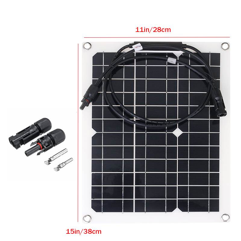 100W/50W Solar Panel 18V USB Monocrystalline Solar Cell Sun Power Module Cable Connector Battery Charger Waterproof for Outdoor