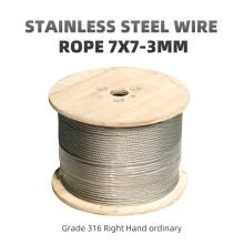 Grade 316 7x7-3mm stainless steel wire rope