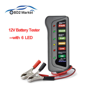 12V Auto Digital Batterye Level Monitor Alternator Tester 6 LED Light Diagnostic Tool For Cars/motorcycles/Trucks battery tester