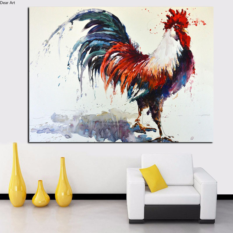 SEVENTHART Abstract Rooster Watercolor Oil Painting on Canvas Wall Picture Art Animal Modern Cuadros Decoration For Living Room