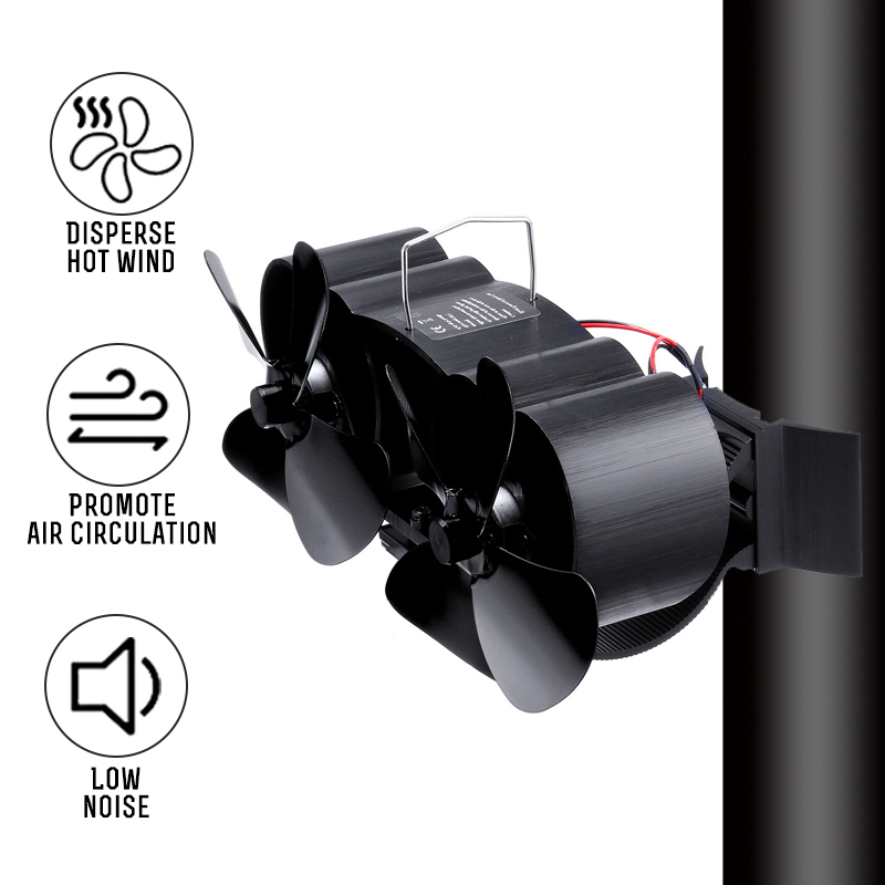 Single Dual Head Fireplace Heat Powered Stove Fan komin Log Wood Burner Eco Friendly Quiet Fan Home Efficient Heat Distribution