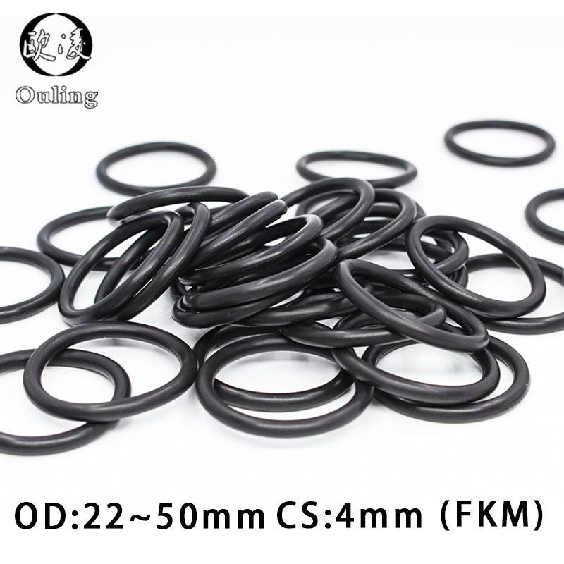 5PC Fluorine rubber Ring Black FKM O ring Seal CS 4mm OD22/25/26/28/30/32/35/38/40/42/45/48/50mm O Ring Gasket Oil Ring Washer