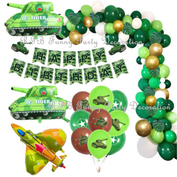 Military Army Party Decorations Camouflage Balloons Garland Fighter Tank Foil Ballon Boy Girl Soldier Birthday Party Supplies