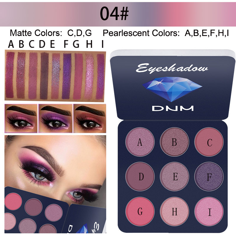 DNM Matte Eye Shadow Palette 9 Color/Set Waterproof Not Blooming Sexy Shimmer shinny Eye shadow Powder Pigment Cosmetic TSLM1