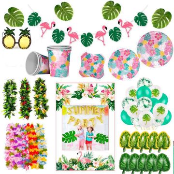 Hawaii Party Aloha Luau Flamingo Decor Palm Leaf Pineapple Summer Tropical Party Supplies Birthday Hawaiian Party Decor Wedding