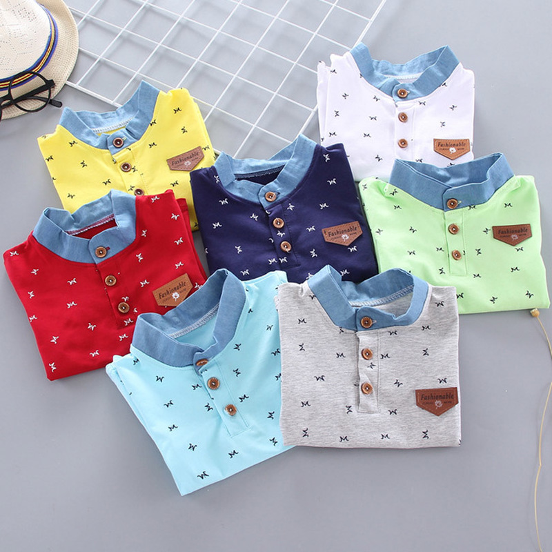 2020 Summer Children Boys Polo Shirts Letter M Print Short Sleeve School Girls Cotton Lapel Tops Birthday Party Todder Tee Shirt