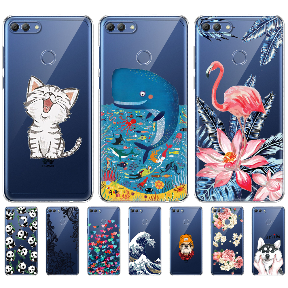 Soft Phone Shell Case For Huawei P Smart 2018 Enjoy 7S Soft TPU Silicon Back Cover 360 Full Protective Printing Transparent Bag