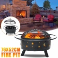 30inch Steel Large Fire Bowl Cast Iron Firepit Modern Stylish Fire Pit Garden Outdoor for Garden Patio Terrace Camping Star Moon