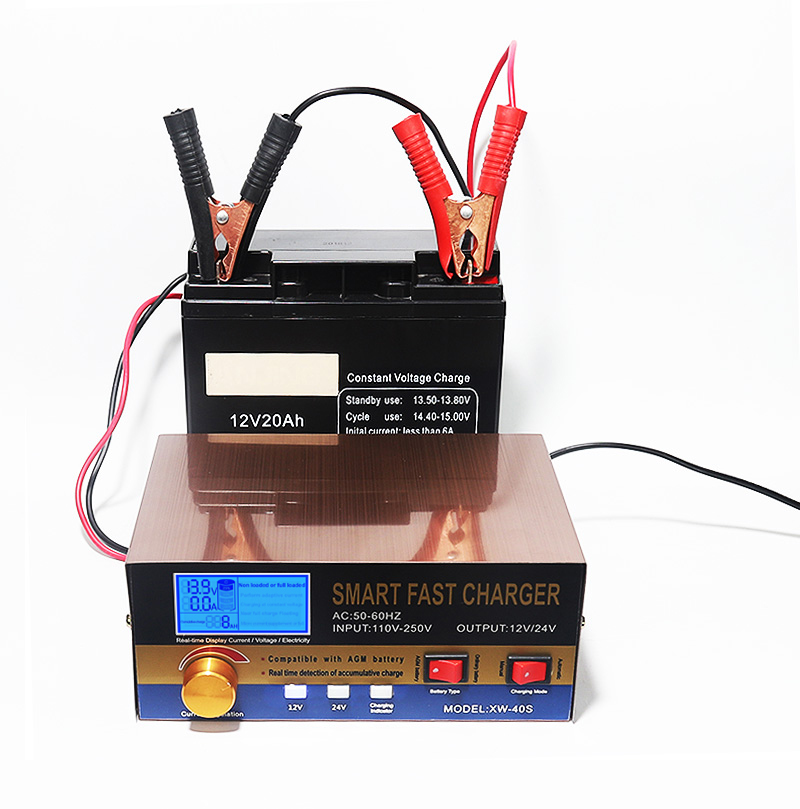 AGM Start-stop Car Battery Charger, 400W Intelligent Pulse Repair Lead acid Battery Charger 12V 24V Truck Motorcycle Charger