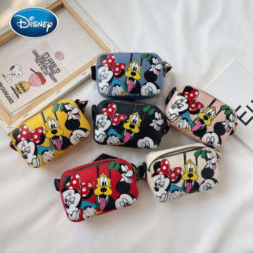 Disney PU Mickey Minnie Printed Children's Bag Mini Shoulder Bag Cartoon Anime Baby Accessories Bag Girls Messenger Bag