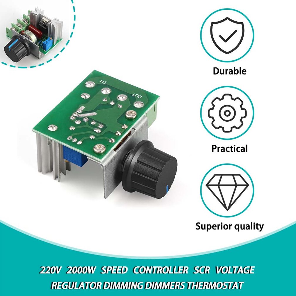 1pc 220V 2000W Speed Controller SCR Voltage Regulator Dimming Dimmers Thermostat Electronic Mold Voltage Regulator Module AC