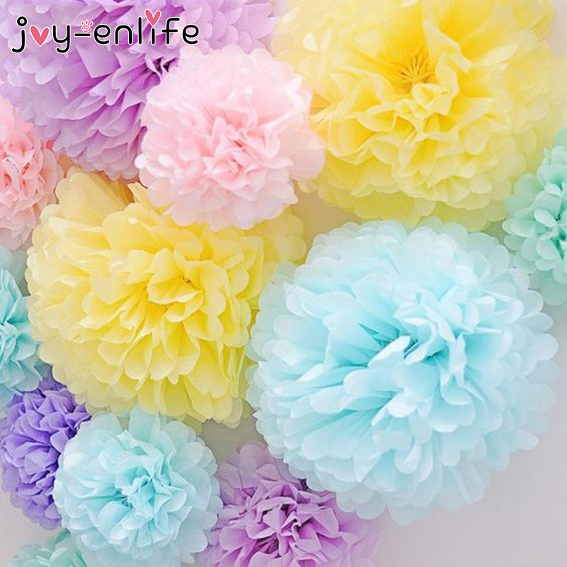 5pcs Tissue Paper Pompoms Flower For Wedding Decoration Navidad Baby Shower Birthday Party Backdrop Decoration Paper Supplies