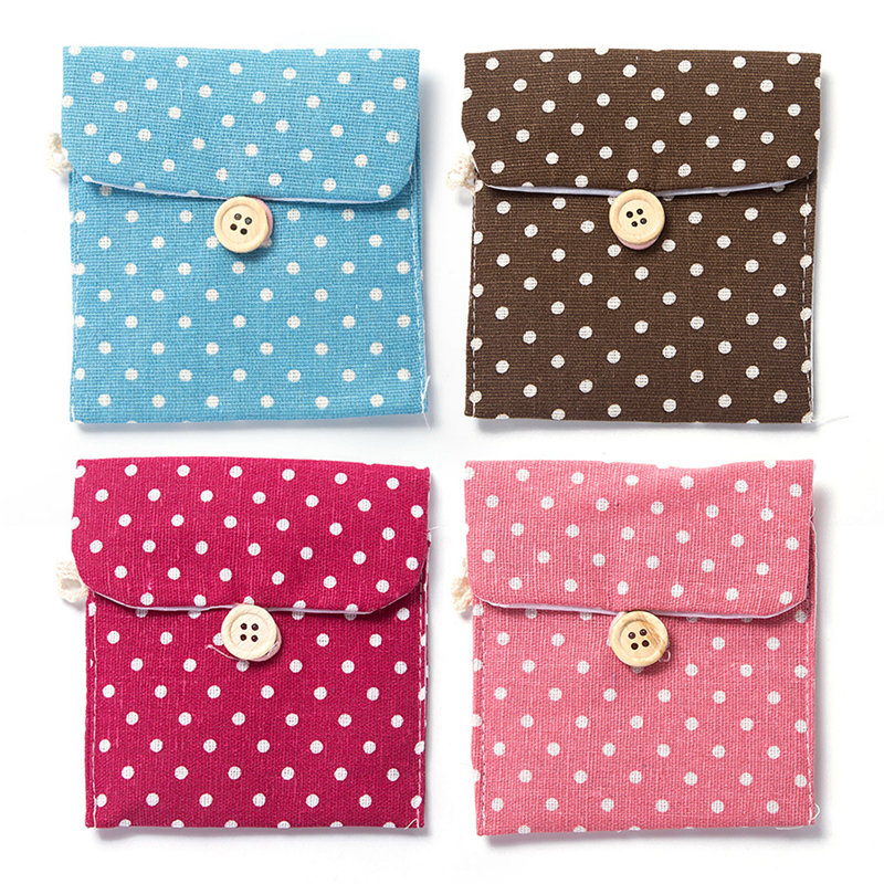 Travel Outdoor Holder Bags Sanitary Pad Sanitary Napkin Bag Towel Bag Women Lady Cotton Full Dots Sanitary Napkin Bags Dropship